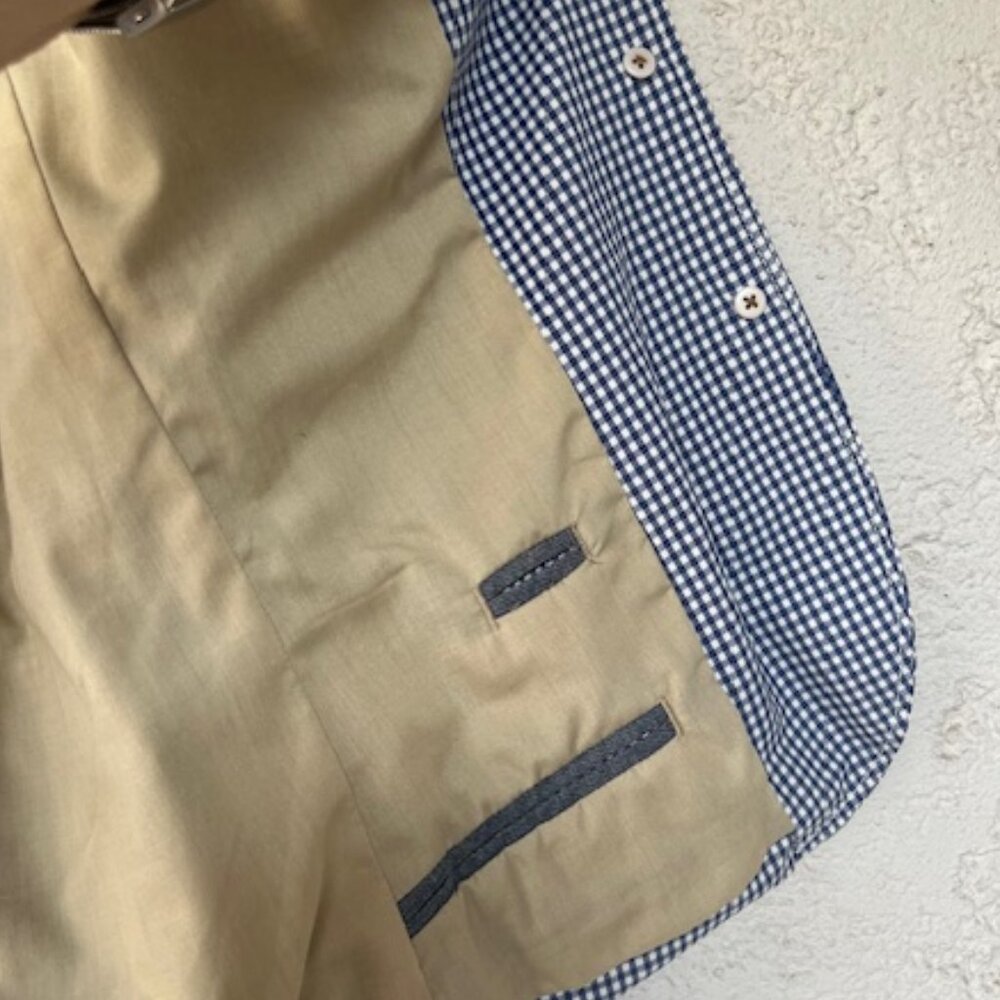 Vintage J.Crew Blue Gingham 100% Cotton Blazer - new! - Picture 8 of 11